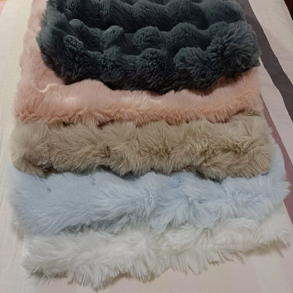 Soft Wind Bubble Velvet Blanket Warm Solid Imitation Rabbit Fur Blankets AB Double-Sided Thickening Cover Throw Warm Fur Blanket